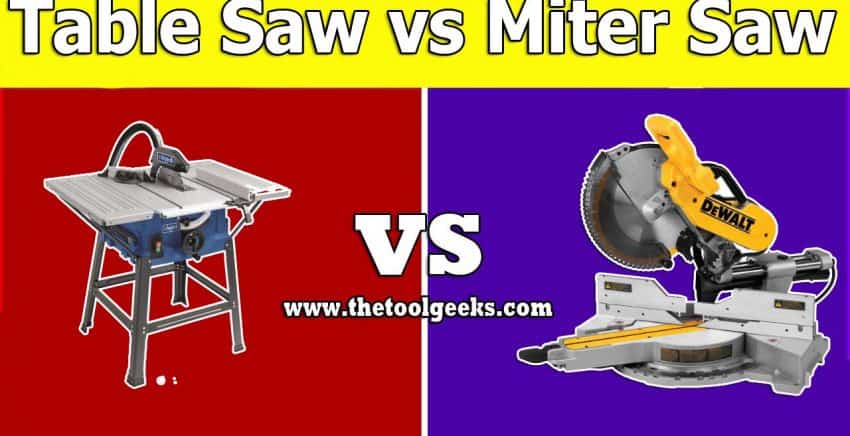 Miter saw and the table saw are both used to cut wood but still, they are different machines. The main difference between a table saw vs miter saw is the blade. The miter saw has its blade attached to its head and you can move the head down and up, meanwhile, the blade at the table saw is attached to the table.
